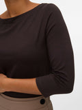 VERO MODA Maglia Vmpanda modal manica 3/4 CIOCCOLATO