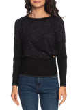 YES-ZEE D Maglia a pipistrello con lurex nero