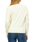 YES-ZEE D Pullover con maxi costa in fondo avorio