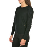 YES-ZEE D Pullover con maxi costa in fondo nero