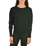 YES-ZEE D Pullover con maxi costa in fondo nero