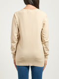YES-ZEE D Maglia dritta girocollo beige