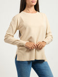 YES-ZEE D Maglia dritta girocollo beige