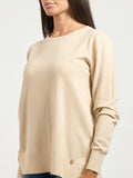 YES-ZEE D Maglia dritta girocollo beige