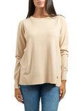 YES-ZEE D Maglia dritta girocollo beige