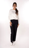 YES-ZEE D Pantalone in punto milano nero