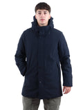 YOS HRM-GRP Cappotto in tessuto tecnico con cappuccio NAVY