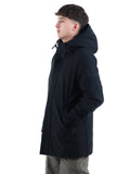 YOS HRM-GRP Cappotto in tessuto tecnico con cappuccio nero