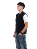 YOS MNTR Smanicato in misto lana con zip blu