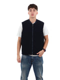 YOS MNTR Smanicato in misto lana con zip blu