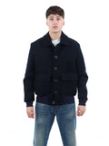 YOS MNTR Bomber in tessuto misto lana blu