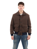 YOS MNTR Bomber in tessuto misto lana marrone