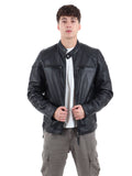 YOS MRTS Giubbotto di pelle con tasche zip nero