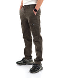 YOS MRTS Pantaloni cargo con logo su tascone VERDE MILITARE