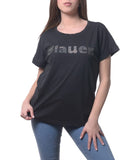 BLAUER D T-shirt girocollo con logo glitter nero
