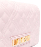 LOVE MOSCHINO PRE Tracolla trapuntata rosa con logo oro cipria