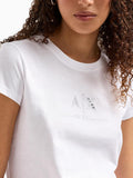 AX ARMANI D T-shirt basic con logo strass nero