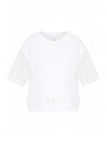T-shirt con maniche di velo e logo sul fondo cropped