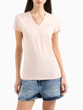 AX ARMANI D T-shirt a v con piccoli loghi sul petto rosa