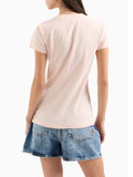 AX ARMANI D T-shirt a v con piccoli loghi sul petto rosa