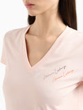 AX ARMANI D T-shirt a v con piccoli loghi sul petto rosa