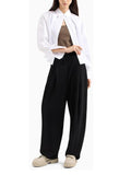 AX ARMANI D Camicia cropped in popeline di cotone bianco