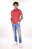 AX ARMANI U Polo basic in cotone con logo CARDINALE