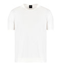 AX ARMANI U T-shirt in maglia con posini e fondo a costine bianco