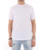 AX ARMANI U T-shirt maxi logo tono su tono bianco