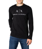 AX ARMANI U T-shirt manica lunga in cotone con logo nero