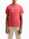 AX ARMANI U T-shirt in jersey di cotone regular con logo grande CARDINALE