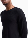 AX ARMANI U Maglioncino girocollo con trama BLU SCURO