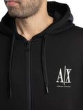 AX ARMANI U Felpa zip e cappuccio con logo A | X nero