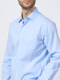 AX ARMANI U Camicia classica con piccolo logo celeste