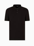 AX ARMANI U Polo slim fit in piquet di cotone collo coreano nero