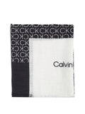 CK ACC.D PRE Foulard stola geo minimal logo misto lino nero