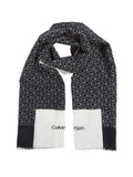 CK ACC.D PRE Foulard stola geo minimal logo misto lino nero