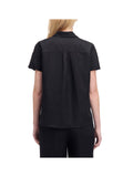 CK D COL Camicia manica corta in misto lino nero