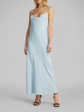 CK D COL Abito lungo crepe low back drape GRIGIOVERDE
