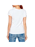 CK J D COL T-shirt ck embroidery stretch collo a v bianco