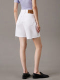 CK J D COL Bermuda short sfrangiato bianco