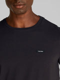 CK J U COL T-shirt slim in stretch di cotone con piccolo logo nero