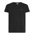 CK J U COL T-shirt slim in stretch di cotone con piccolo logo nero