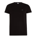 CK J U COL T-shirt slim in stretch di cotone con piccolo logo nero