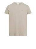 CK J U COL T-shirt slim in stretch di cotone con piccolo logo beige