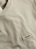 CK J U COL T-shirt slim in stretch di cotone con piccolo logo beige