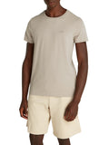 CK J U COL T-shirt slim in stretch di cotone con piccolo logo beige