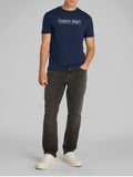 CK J U COL T-shirt double logo BLU SCURO