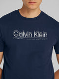 CK J U COL T-shirt double logo BLU SCURO