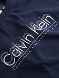 CK J U COL T-shirt double logo BLU SCURO